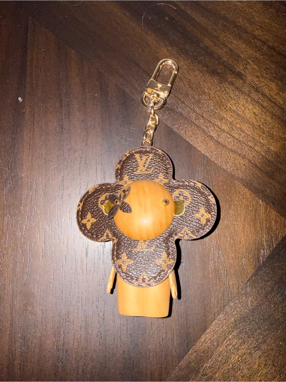 Louis Vuitton Brown Monogram Flower Key Charm with Gold Hardware